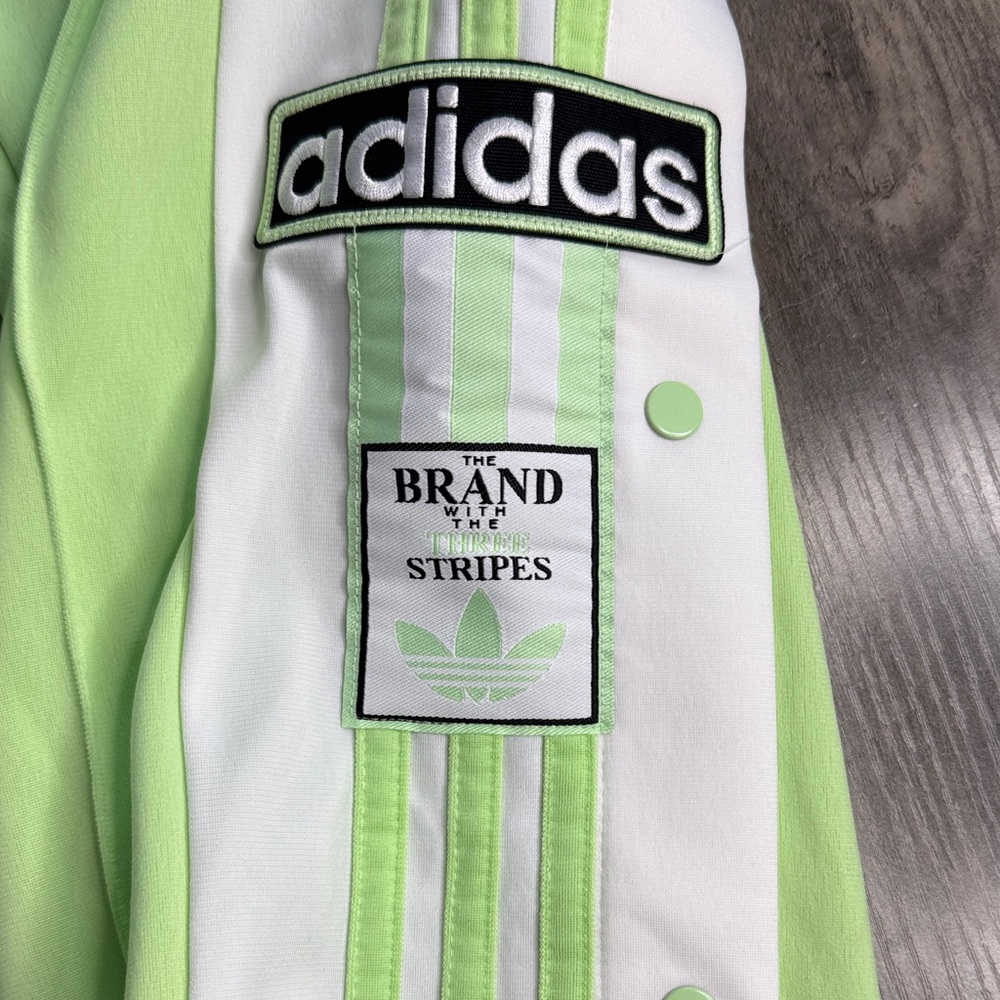 adidas Lime Green Retro Snap-Panel Track Pants with White Stripes - Picture 4 of 5